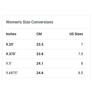 chaco width size chart